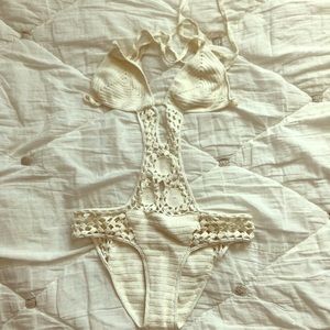 Armani Exchange crochet onepiece swimsuit